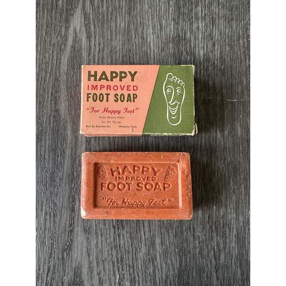Vintage Happy Improved Foot Soap. "For Happy Feet". New In‎ Box. 4 3/4oz